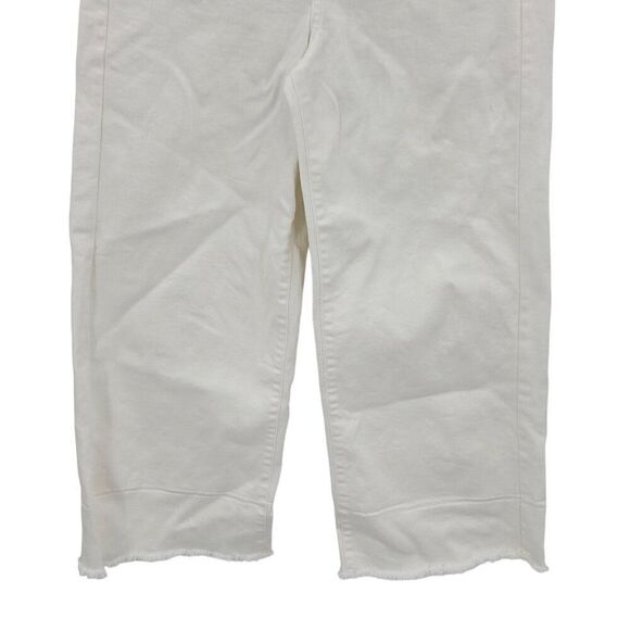 Banana Republic Premium Denim High-Rise Wide Leg Crop Jeans 28 White Frayed - Picture 6 of 9